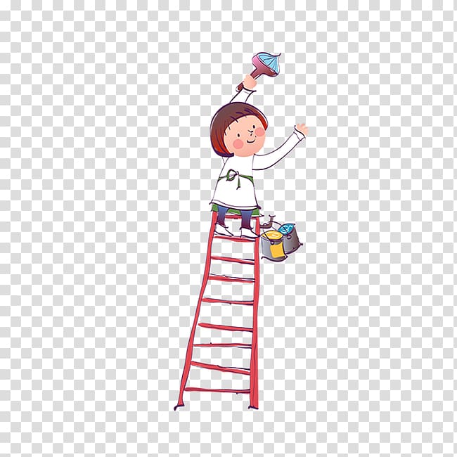 Child Fundal Cartoon, Character ladder transparent background PNG clipart