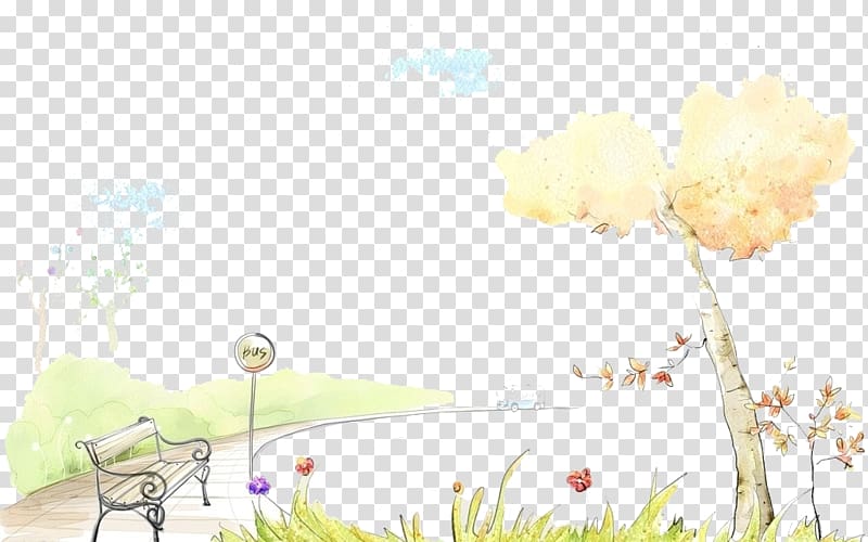 Ultra-high-definition television Drawing 4K resolution , Hand-painted corner of the park transparent background PNG clipart