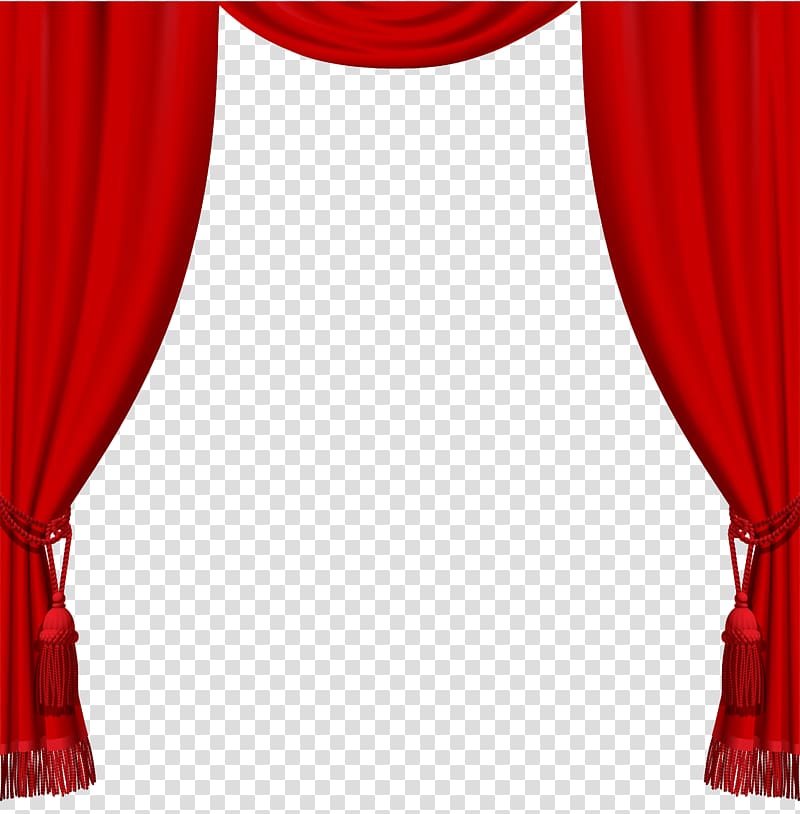 Theater drapes and stage curtains, Red Curtains with Tassels , red curtain illustration transparent background PNG clipart