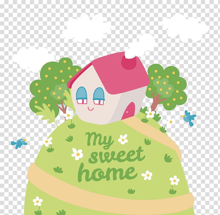 House Cartoon Illustration, My sweet home illustrator material transparent background PNG clipart