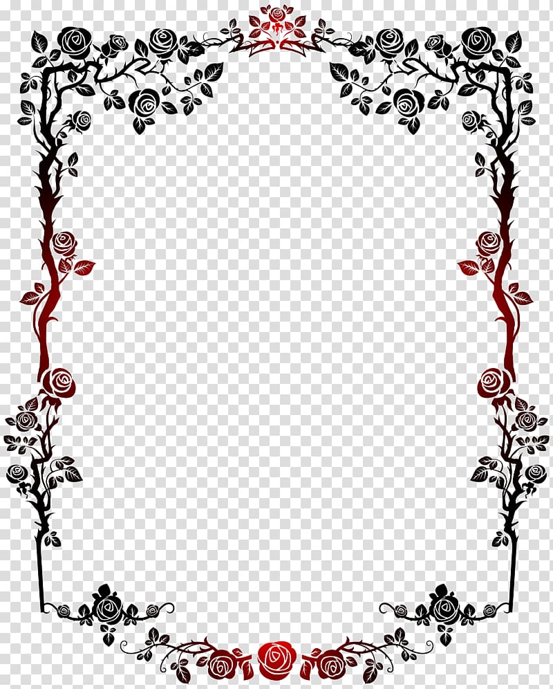 red and black gradient roses french border transparent background PNG clipart
