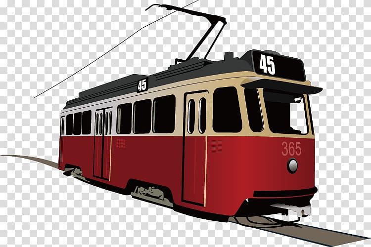red and brown tram train , Trams in Lisbon Rapid transit , Beautifully train transparent background PNG clipart