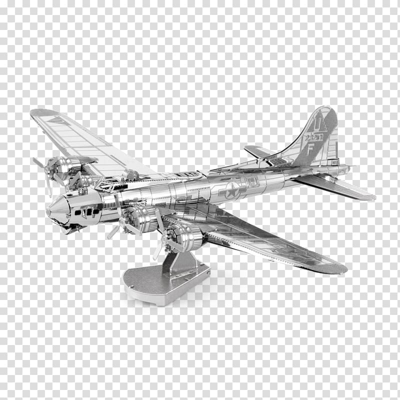 Boeing B-17 Flying Fortress Airplane B-17G Heavy bomber Fascinations Metal Earth 3D Laser Cut Model, airplane transparent background PNG clipart