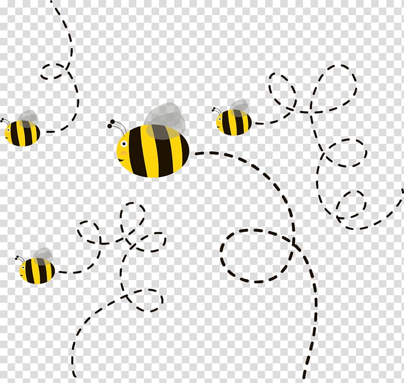 four bees illustration, Honey bee Euclidean Drawing, Cute cartoon bee transparent background PNG clipart