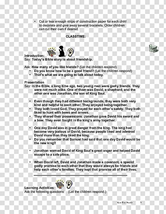 Document Old Testament Bible story David and Jonathan Child, preferential activities transparent background PNG clipart