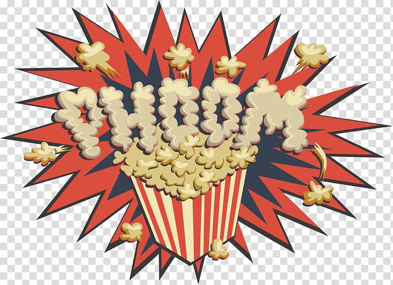 Popcorn Explosion, Red popcorn sticker transparent background PNG clipart