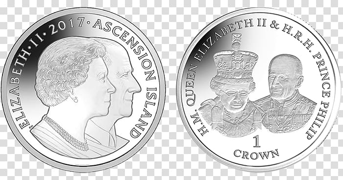 Silver coin Ascension Island Silver coin Pobjoy Mint, crown Wedding transparent background PNG clipart