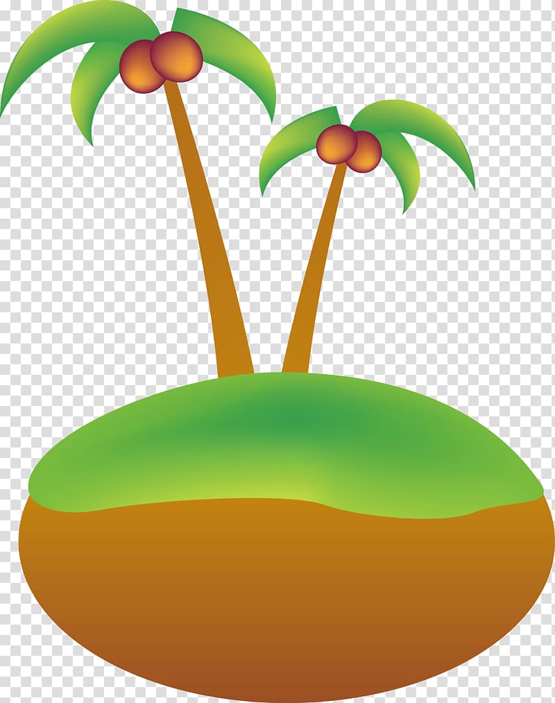 Coconut Euclidean Tree, Cartoon coconut tree island transparent background PNG clipart