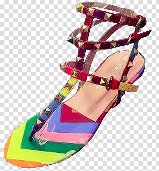 Sandal Shoe Magenta, rainbow flip flop transparent background PNG clipart