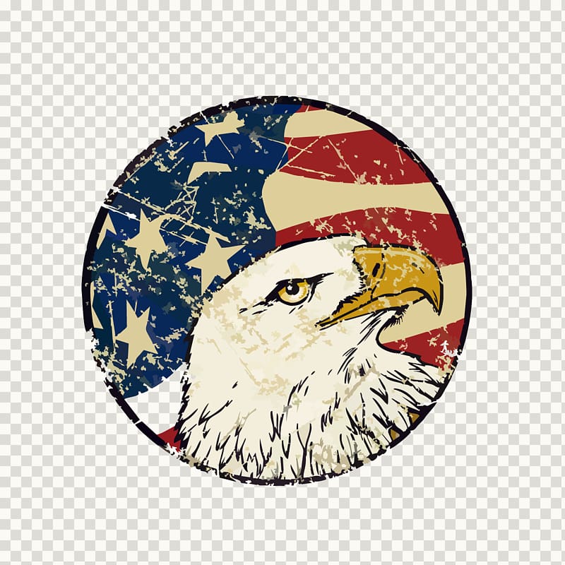 Flag of the United States Bald Eagle, Hand-painted American flag eagle decorative background transparent background PNG clipart