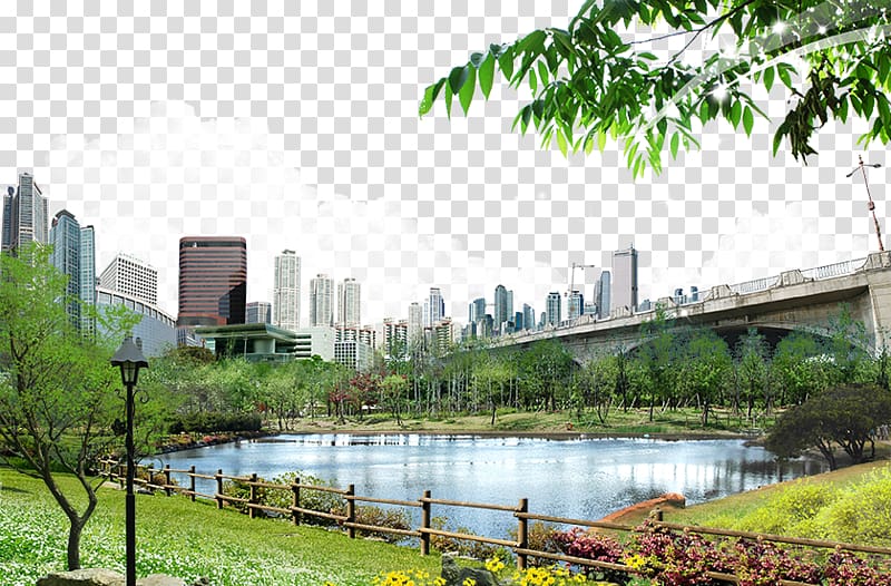 pond near the city, Fundal Poster Architecture, city ​​building transparent background PNG clipart