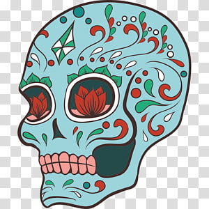 Calavera Skull Art Sticker Wall decal, skull transparent background PNG clipart thumbnail