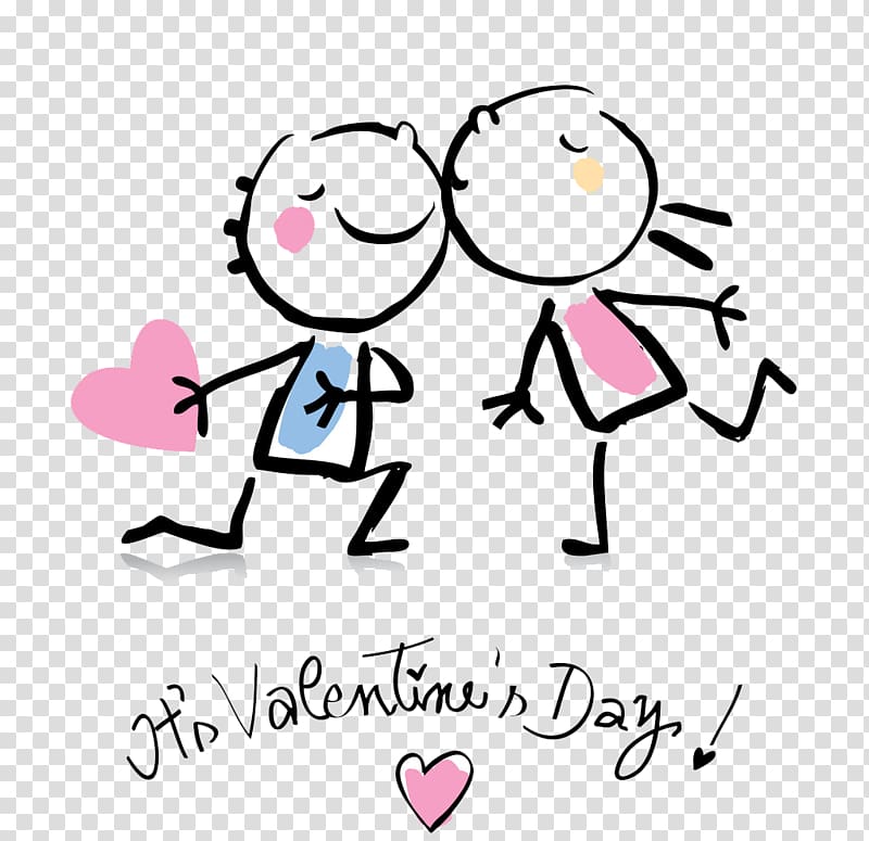 Valentine\'s Day Cartoon Heart, Free cartoon couple kiss pull material transparent background PNG clipart