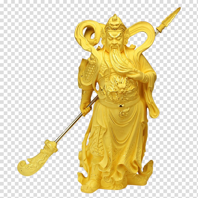 golden statue of guan gong transparent background PNG clipart