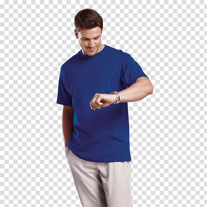 Printed T-shirt Blue Chip Branding Sleeve Promotion, T-shirt transparent background PNG clipart