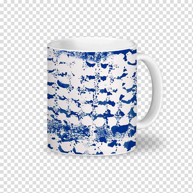 Coffee cup Mug Blue and white pottery Porcelain, watercolor halo dyeing transparent background PNG clipart