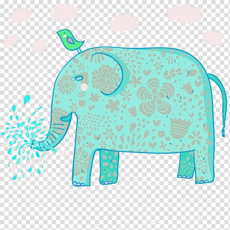 Cartoon Elephant Illustration, Elephant watering transparent background PNG clipart