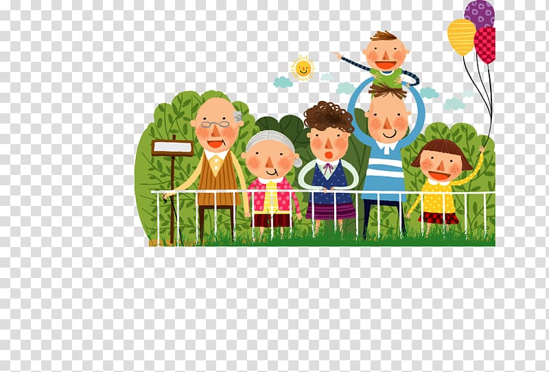 Cartoon Illustration, Family outings Park transparent background PNG clipart