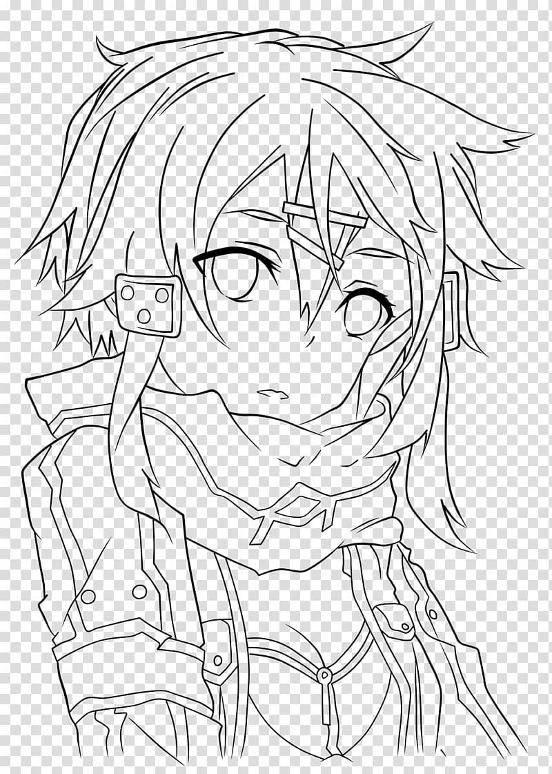 Sinon Asuna Line art Kirito Drawing, asuna transparent background PNG