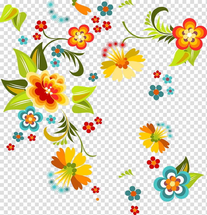assorted-color petaled flowers illustration, Floral design Flower Pattern, Hand-painted flowers texture border transparent background PNG clipart