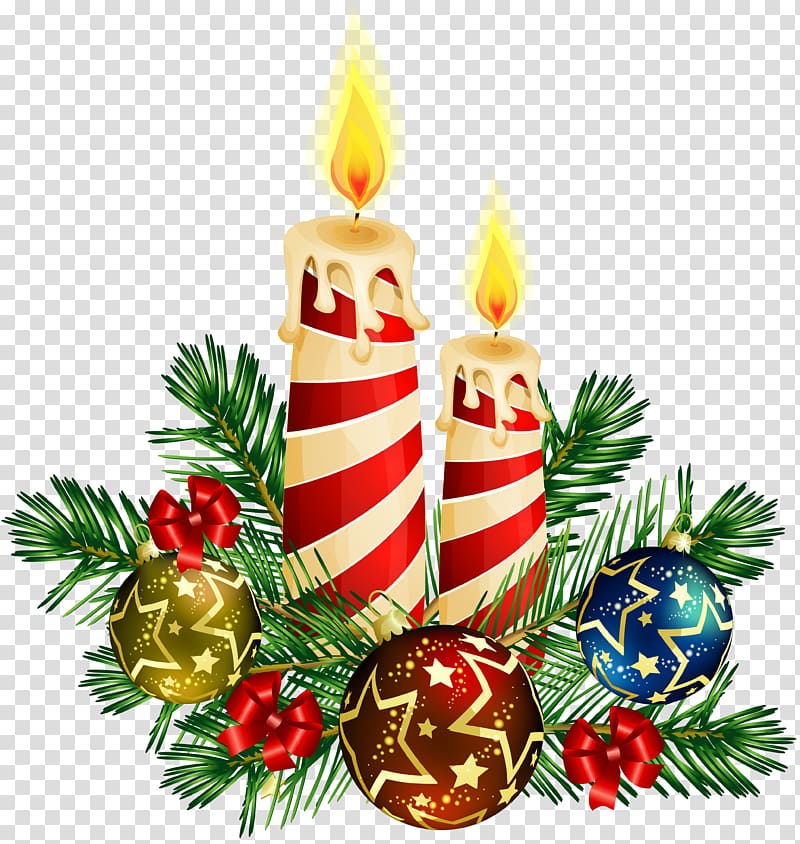 Candle Christmas tree , Christmas Candles Art, Christmas candles with baubles decor illustration transparent background PNG clipart