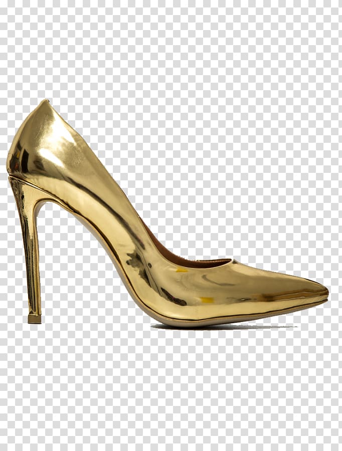 Slipper High-heeled shoe Stiletto heel, gold transparent background PNG clipart