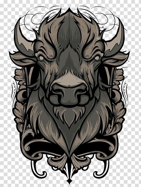 bull head artwork, Illustrator Drawing Poster Graphic design Illustration, bull transparent background PNG clipart