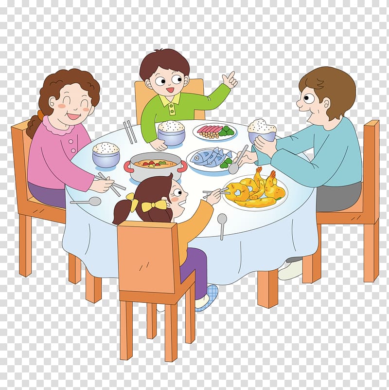 Dinner Breakfast Eating, Cartoon banquet transparent background PNG clipart