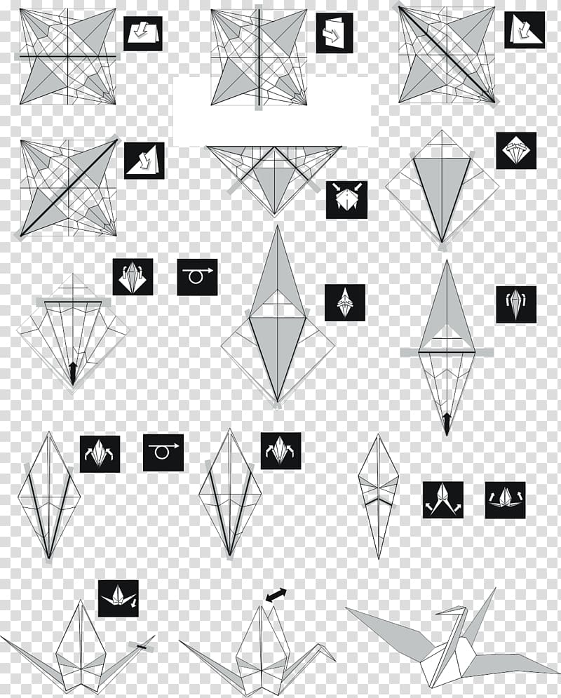 Cygnini Origami Crane Triangle Pattern, crane transparent background PNG clipart