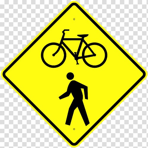 Traffic sign Bicycle Pedestrian crossing Segregated cycle facilities Warning sign, Bicycle transparent background PNG clipart
