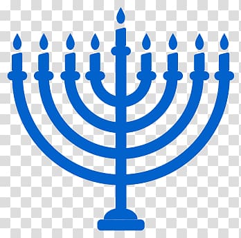blue candelabra illustration, Blue Menorah Hanukkah transparent background PNG clipart