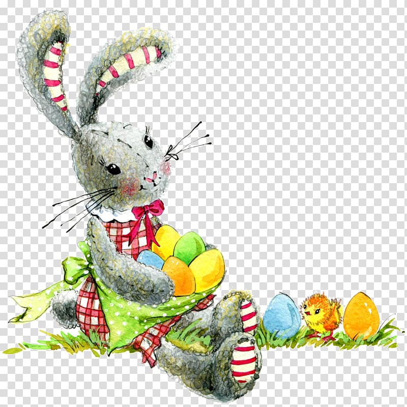 Easter Bunny Easter cake Cushion Throw pillow, Rabbit sitting in a daze transparent background PNG clipart