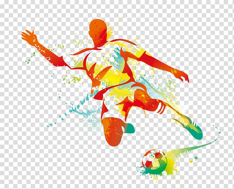 soccer player watercolor painting graphics, football transparent background PNG clipart