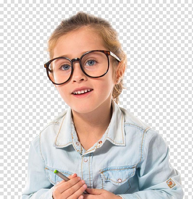 Child Glasses Near-sightedness Pseudomyopia Eye, Yellow hair glasses girl transparent background PNG clipart