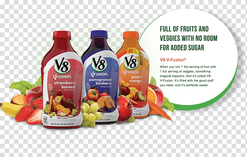 V8 V-Fusion 100% Vegetable & Fruit Juice, Pomegranate Blueberry, 46 fl oz bottle V8 V-Fusion 100% Vegetable & Fruit Juice, Pomegranate Blueberry, 46 fl oz bottle Natural foods, juice transparent background PNG clipart