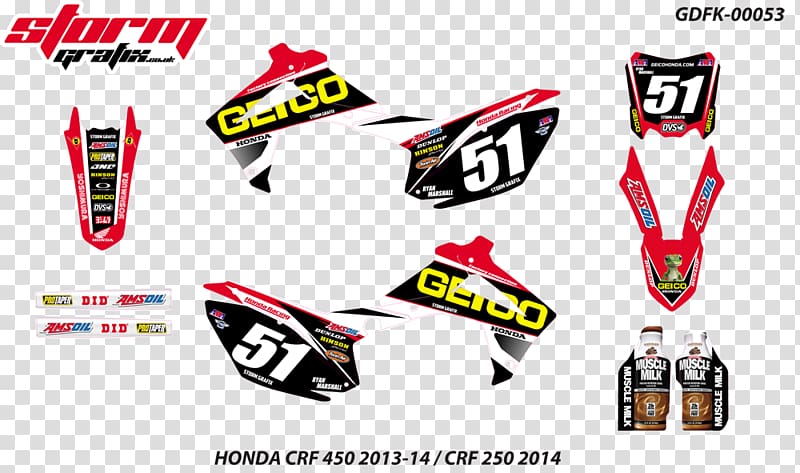 Honda CRF250L Honda CRF450R Graphic kit Honda CRF series, motocross transparent background PNG clipart