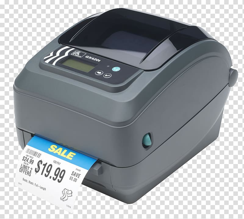 Thermal-transfer printing Label printer Barcode Zebra Technologies, Barcode Printer transparent background PNG clipart