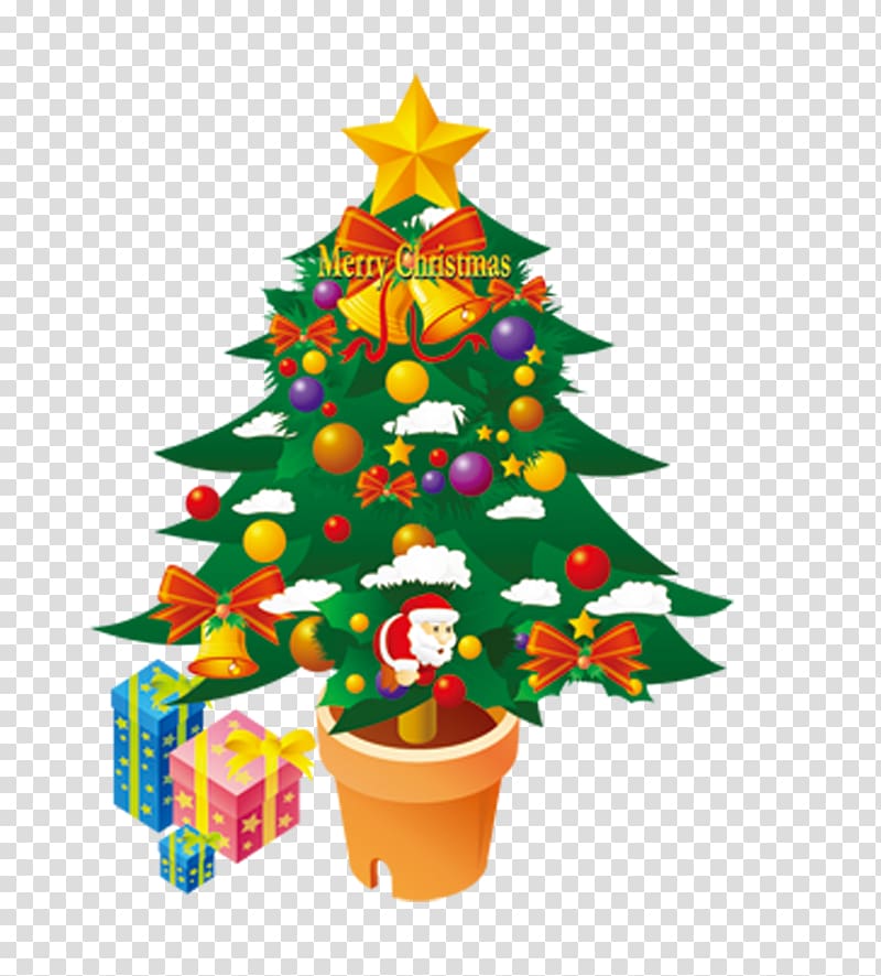 Christmas tree Santa Claus Christmas ornament Sticker, Christmas tree transparent background PNG clipart
