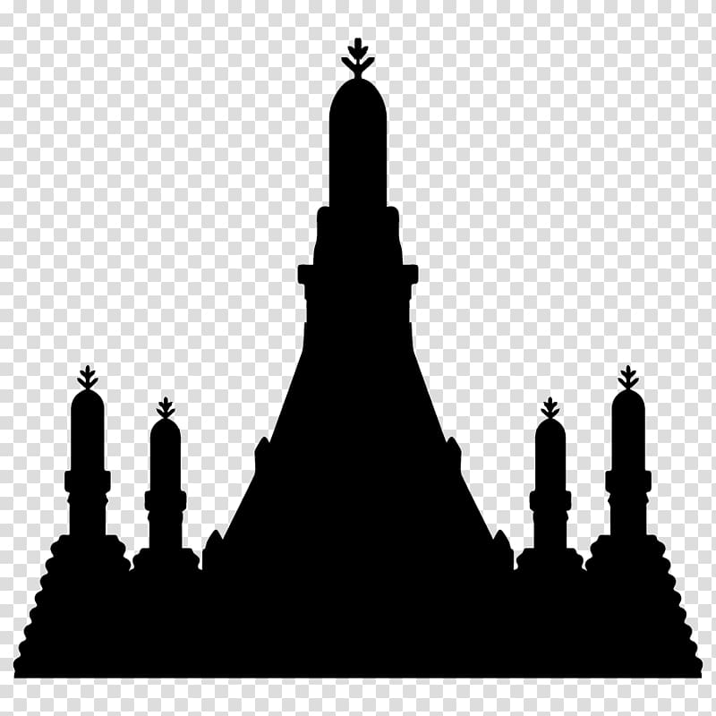 Steeple Silhouette Black White Font, Wat Pho transparent background PNG clipart