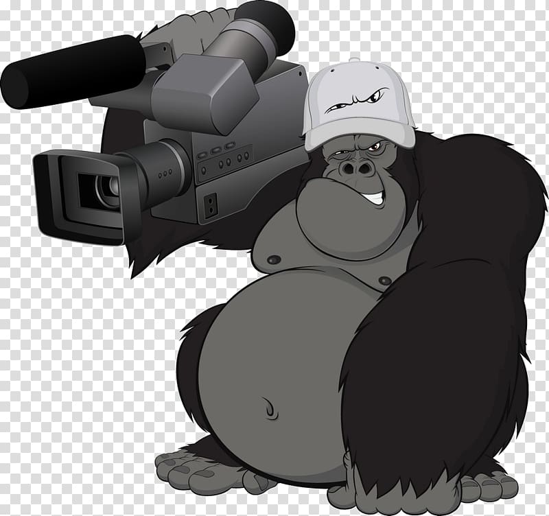 Gorilla Ape Chimpanzee Primate Cartoon, Orangutan cameraman transparent background PNG clipart
