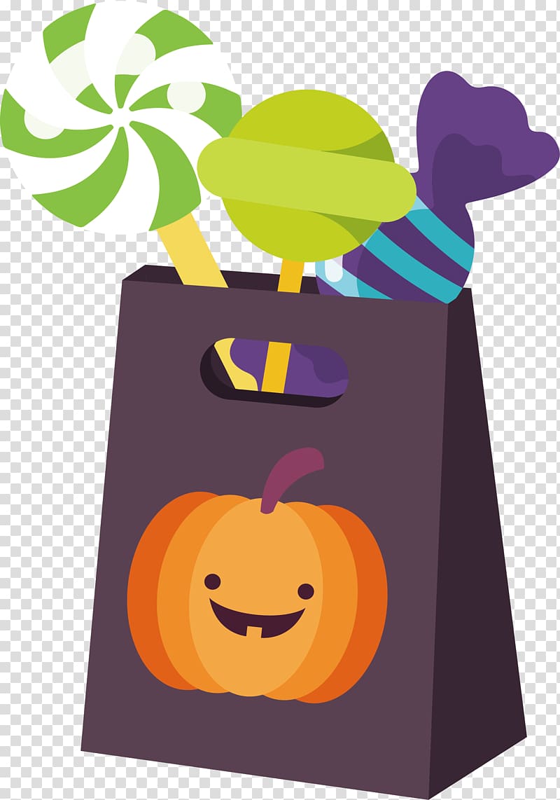Jack-o\'-lantern Halloween Pumpkin Candy , Pumpkin head pattern Candy Bag transparent background PNG clipart