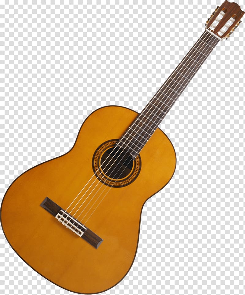 brown classical guitar illustration, Acoustic Wood Guitar transparent background PNG clipart