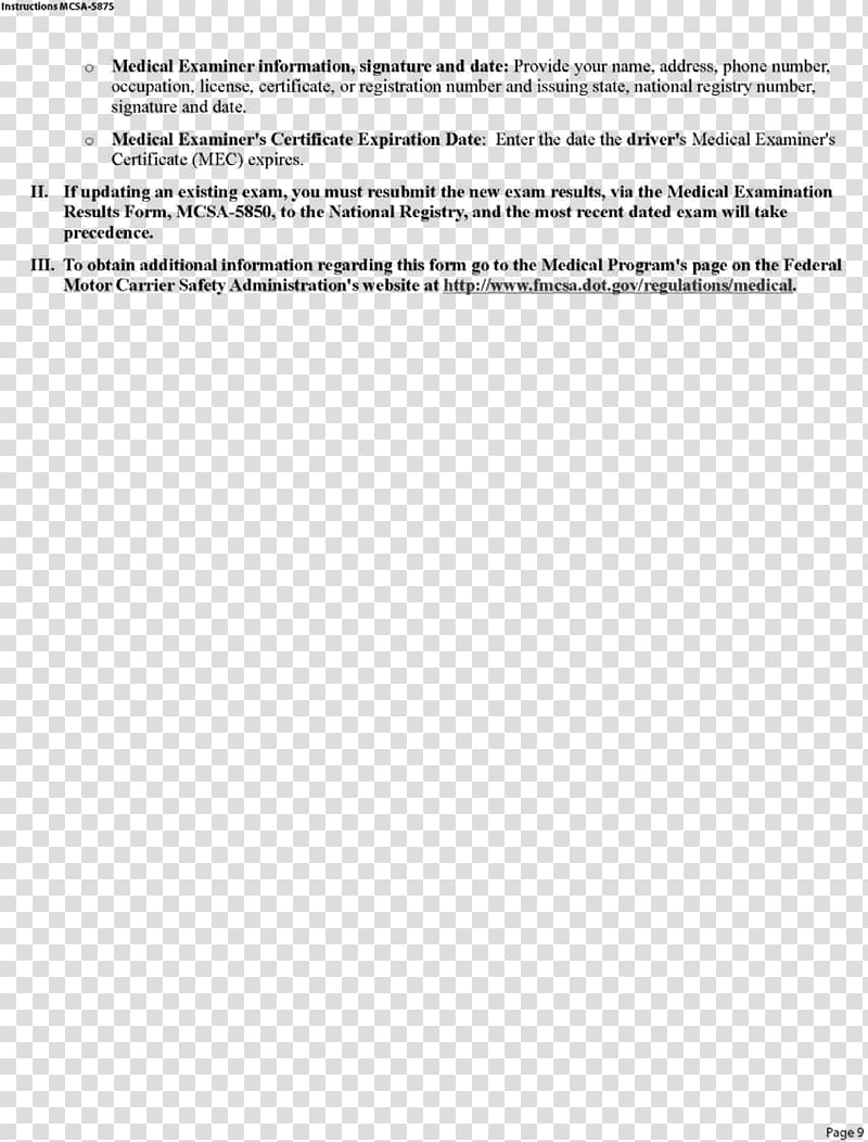 Document Section Information design Federal Motor Carrier Safety Administration Physical examination, Physical examination transparent background PNG clipart