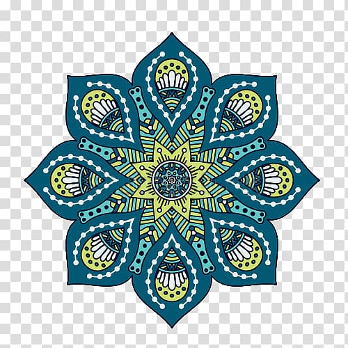 an islamic pattern of blue petals transparent background PNG clipart