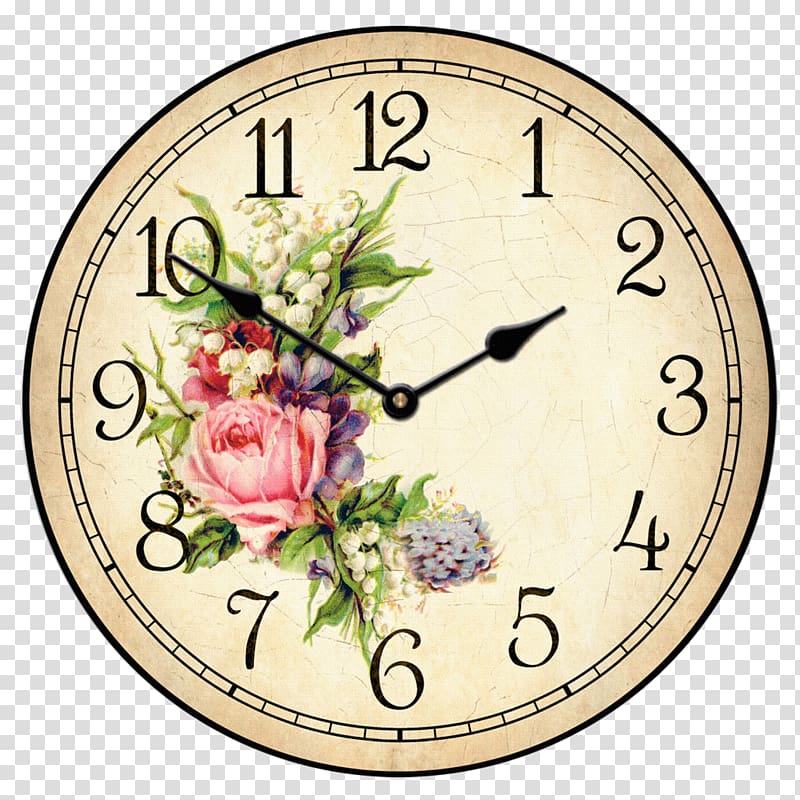 Floral clock Flower Table Wall, clock transparent background PNG clipart
