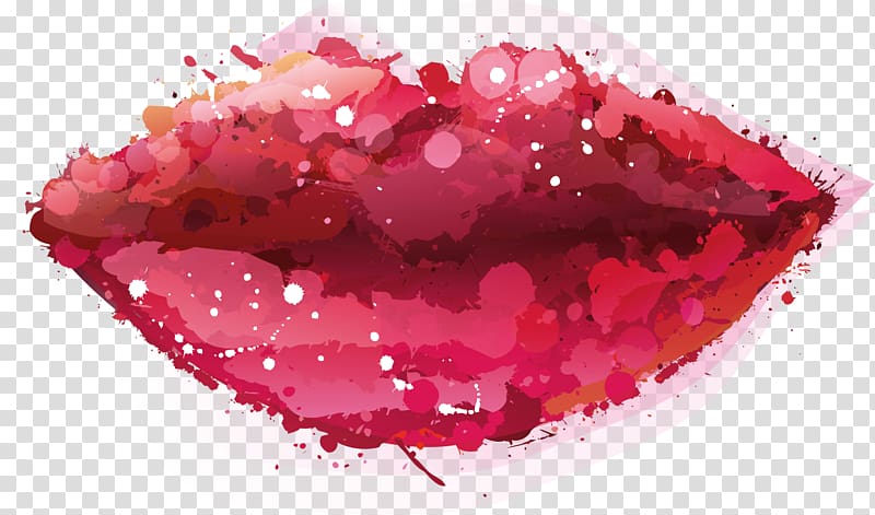 Watercolor painting Lip , kiss transparent background PNG clipart