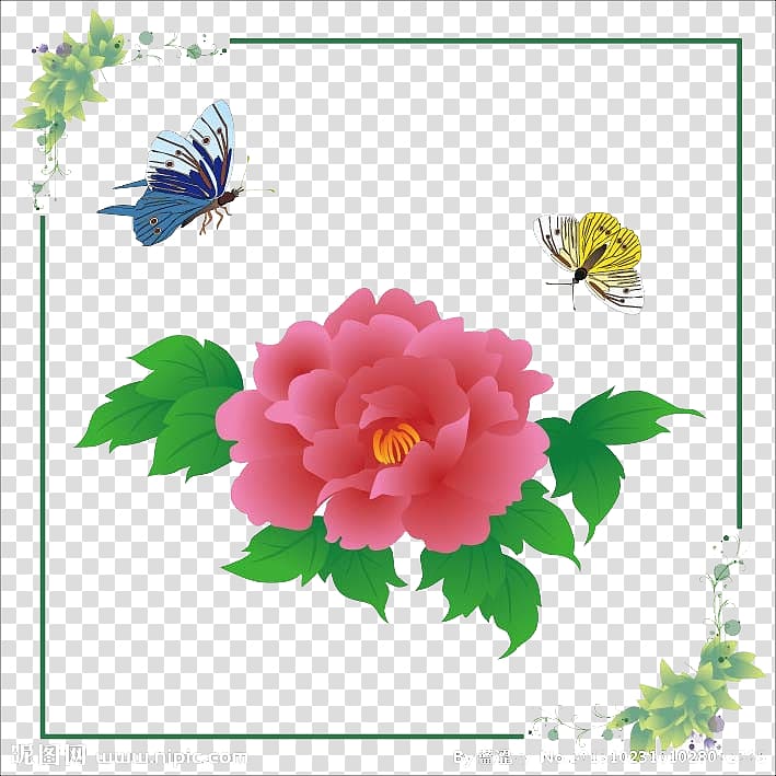 Butterfly Moutan peony Painting, A beautiful peony butterfly diagram transparent background PNG clipart