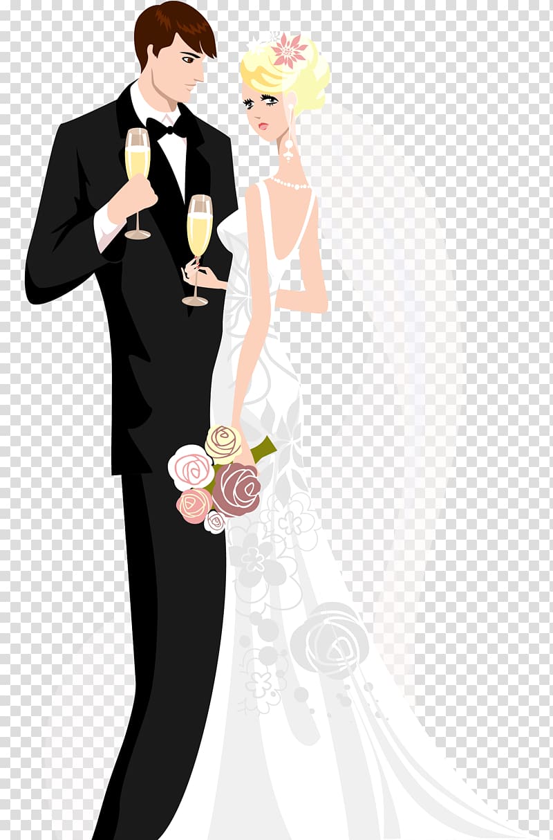 Wedding invitation Bridegroom, Bride and groom transparent background PNG clipart