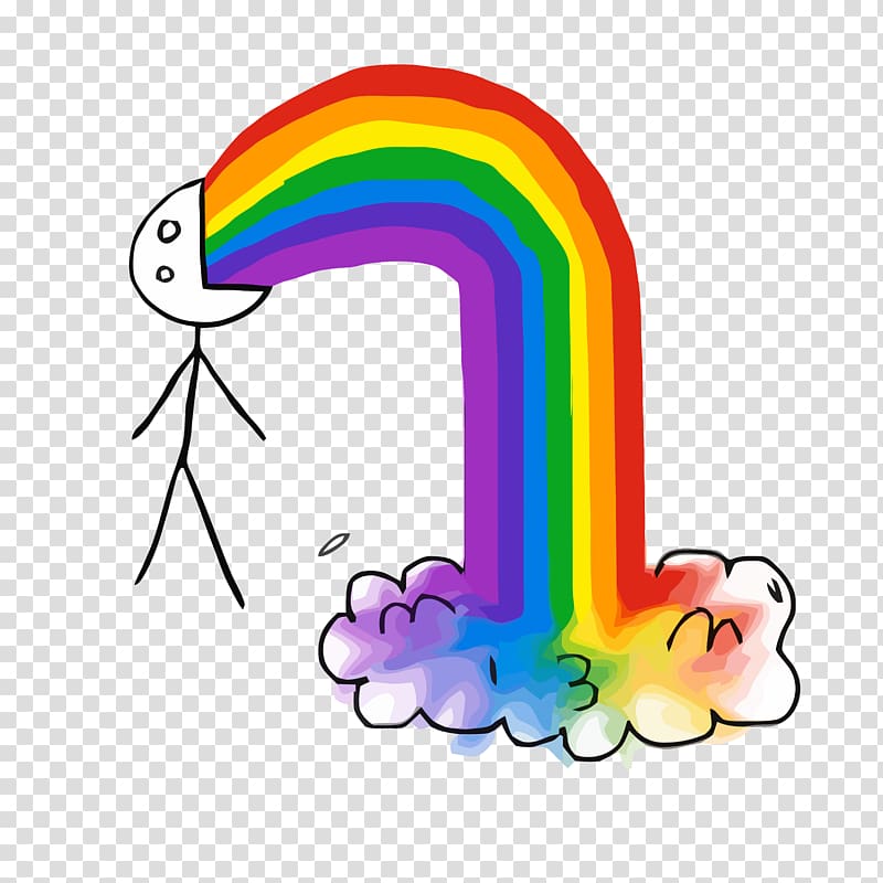 red, orange, blue, yellow, and green rainbow illustration, Vomiting Rainbow Puke itch.io, rainbows transparent background PNG clipart