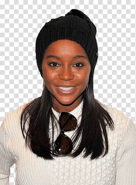 woman wearing knit cap, Aja Naomi King Black Hat transparent background PNG clipart